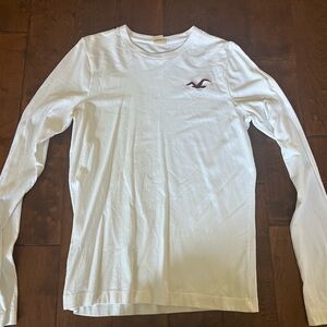 Hollister White Long Sleeve Tee with Logo Size XL